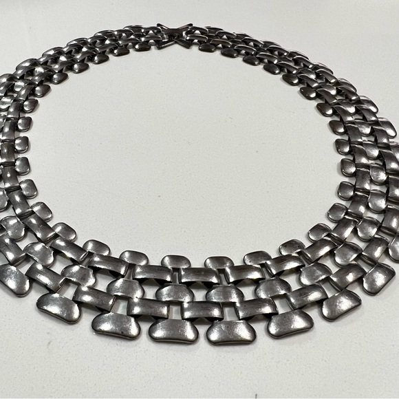 Panther Link / 5 Row Brick Link Chain Collar Necklace 17.5” - Picture 7 of 16
